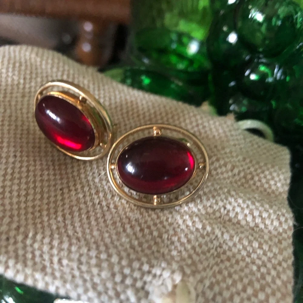 Vintage Red & Gold Cufflinks